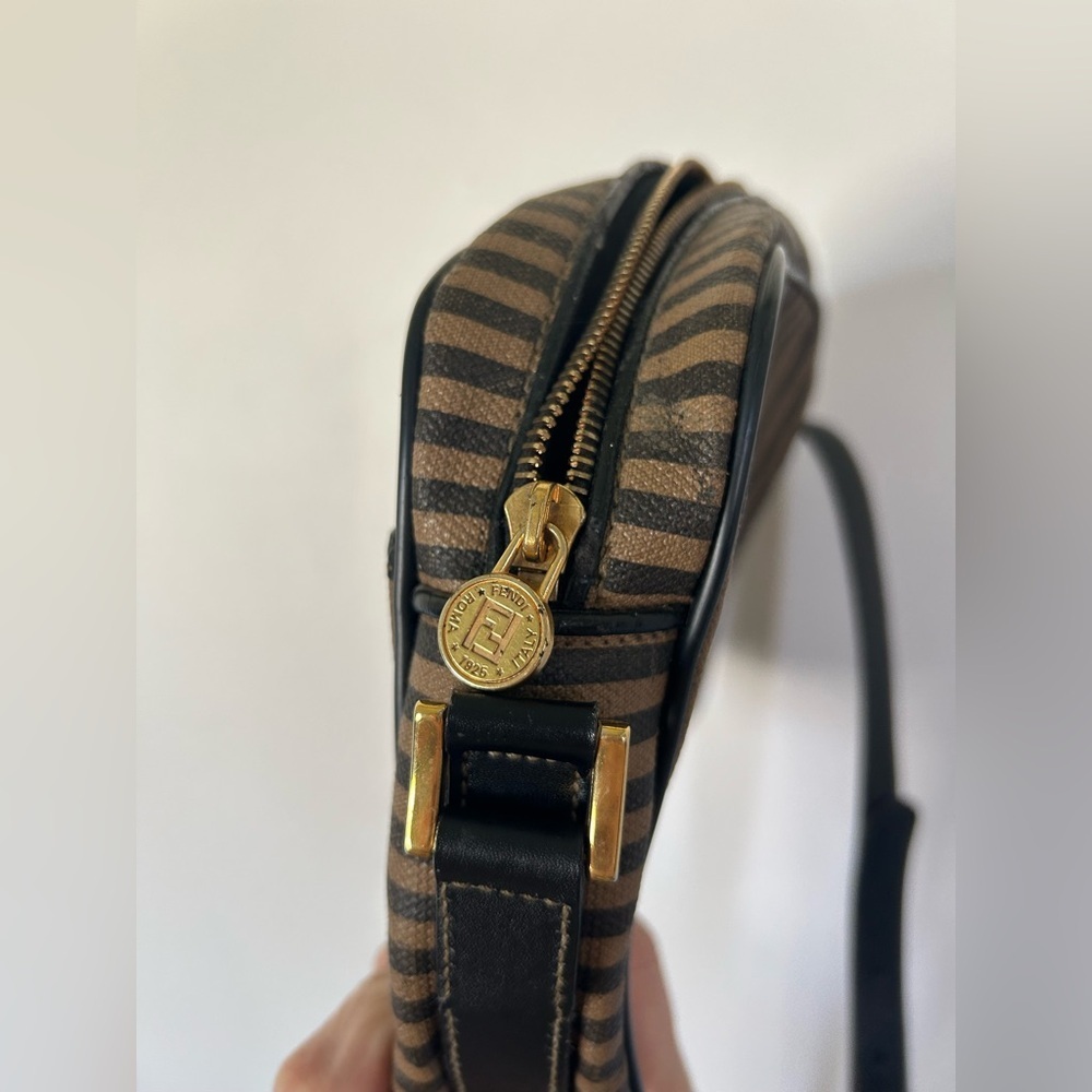 Vintage Fendi Crossbody Bag Striped canvas with leather crossbody strap - Picture 10 of 16